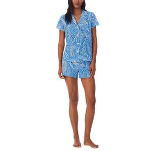 NEW RALPH LAUREN short sleeve boxer pajama set in blue paisley